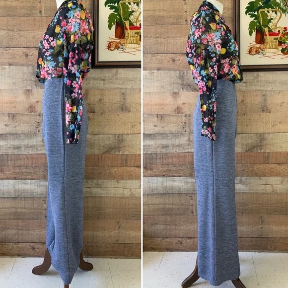 Vintage 1970’s Knit Pull On Wide Leg Bell Bottom Soft Comfy Pants Trousers - Picture 3 of 6